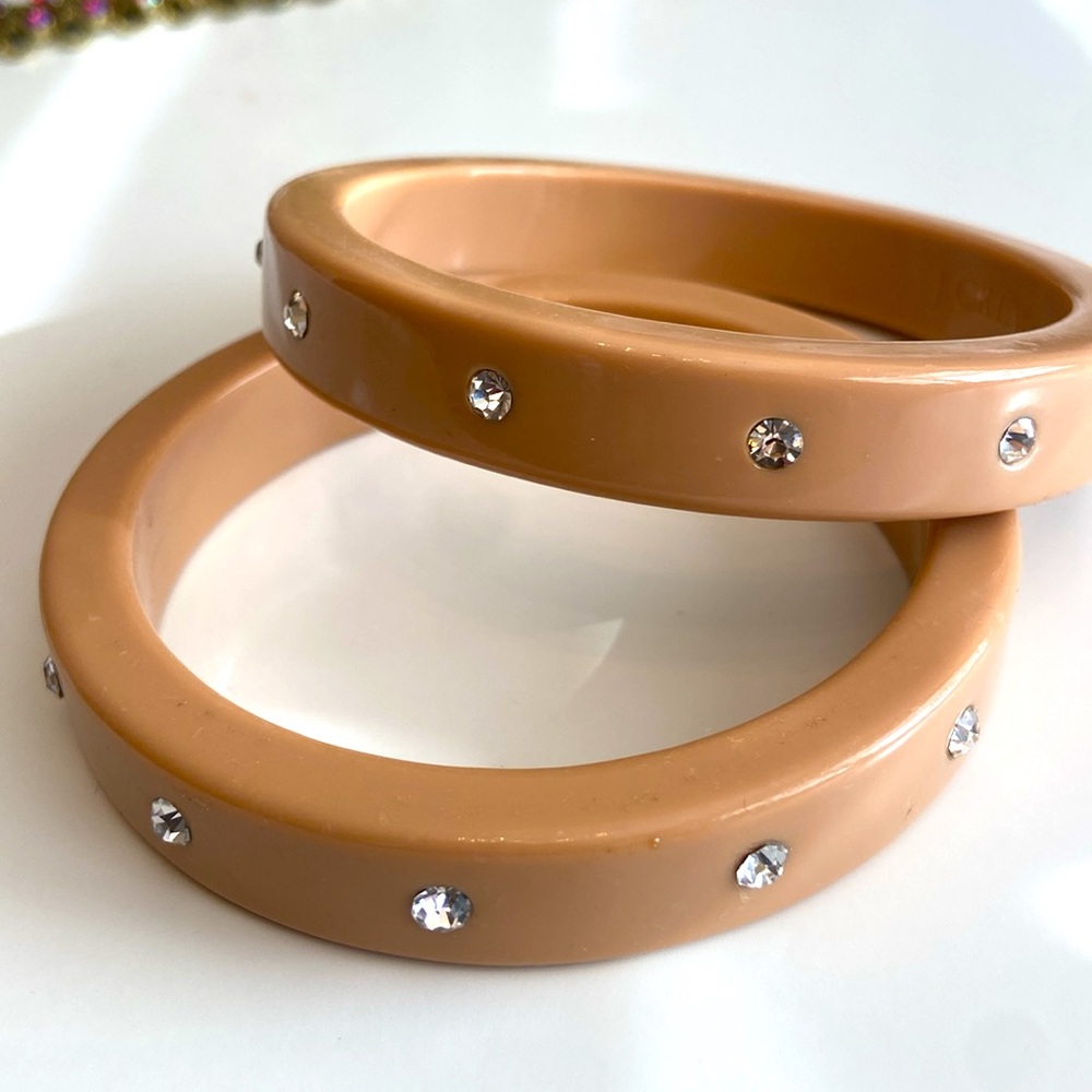 JCrew beige rhinestone bangles